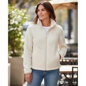 UNIQLO Fluffy Yarn Fleece Jacket Ivory Full Zip Fur Cardigan Women S